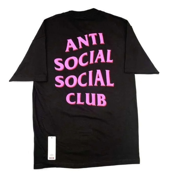 Anti Social Social Club Black and Pink Short Sleeve Tee - Picture 2 of 2
